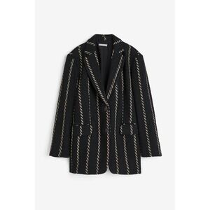 H&M Black Tan Striped Wool Blend Oversized Contemporary Minimalist Blazer Size L